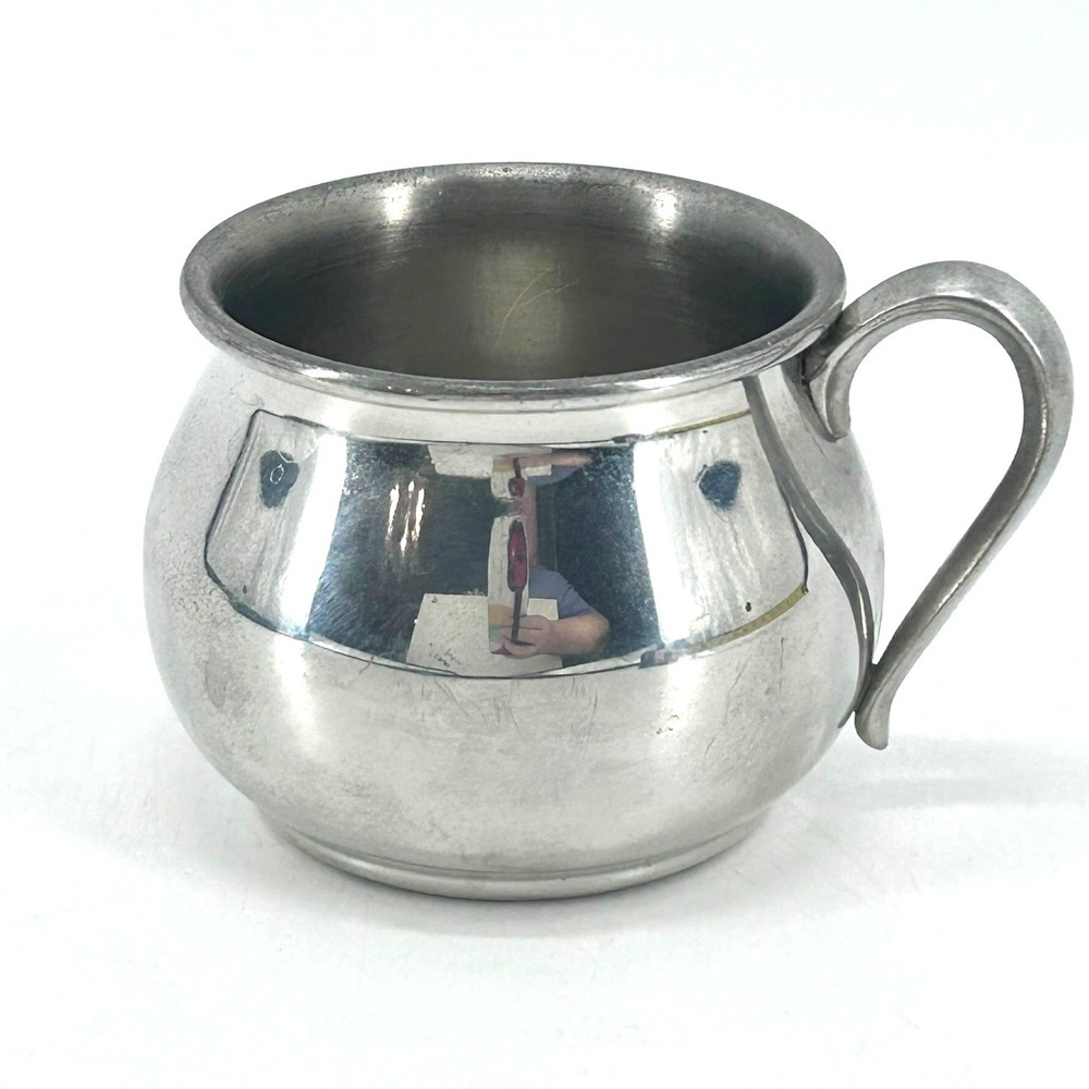 Web Pewter Co 1172 Baby Cup Bright Silver Tone Vintage Polished Metal Small Mug